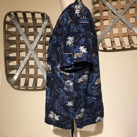 La Cabaña Tropical  Map Button Down Shirt - Picture 3 of 8